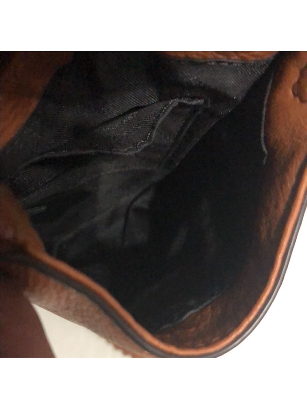 🩷Rebecca Minkoff Caramel Brown Leather Crossbody Pouch with Gold Logo - Picture 5 of 6